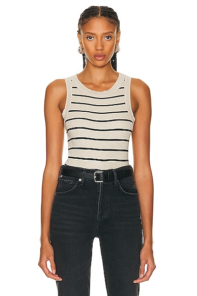 Citizens Of Humanity Isabel Rib Tank In Oatmeal Stripe