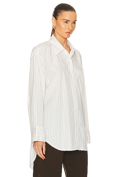 Shop Citizens Of Humanity Cocoon Shirt In Bitter Chocolate Stripe