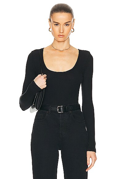 Citizens Of Humanity Juni Ribbed Stretch-jersey Top In Black