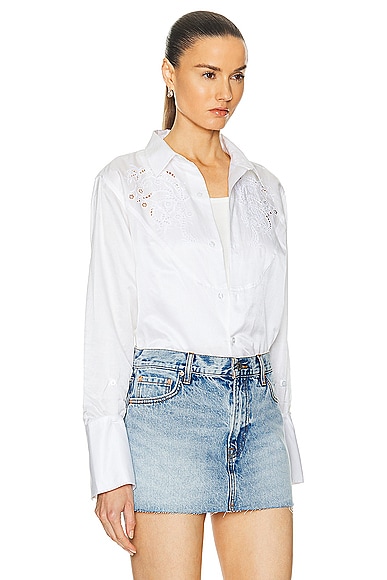 Shop Citizens Of Humanity Dree Embroidered Shirt In Optic White
