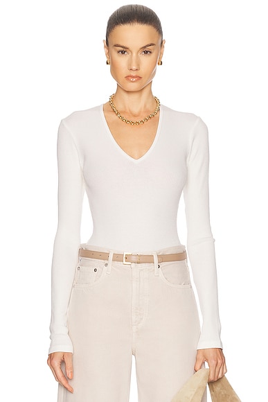 Citizens of Humanity Helsa Deep V Bodysuit in Pashmina