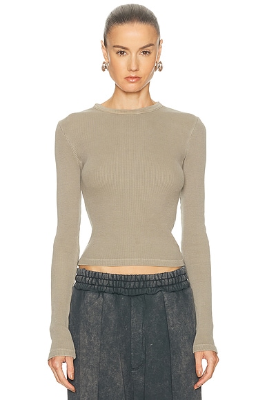 Pillar Waffle Crewneck Top