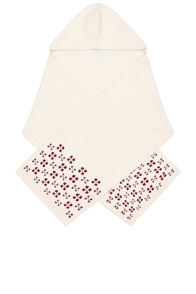 Calle Del Mar Winter Fair Isle Hoodie Scarf in Natural & Oxblood