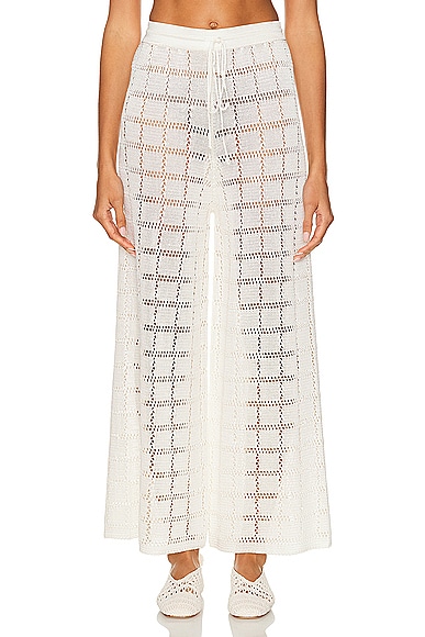 Calle Del Mar Crochet Patchwork Pant In Natural