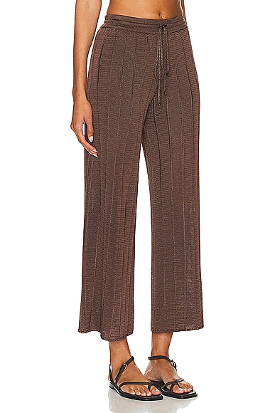 Shop Calle Del Mar Wide Rib Pant In Chocolate