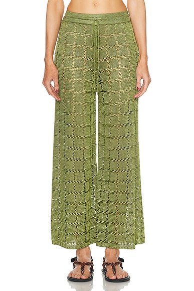 Crochet Patchwork Pant in Olive