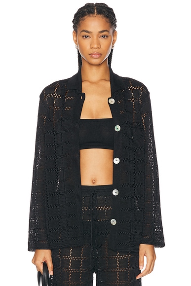 Calle Del Mar Long Sleeve Patchwork Shirt in Black