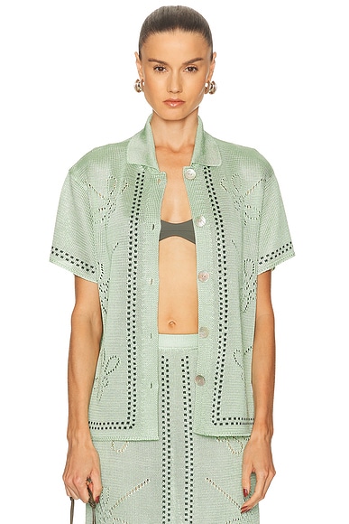 Calle Del Mar Garden Party Short Sleeve Shirt in Eucalyptus & Pine