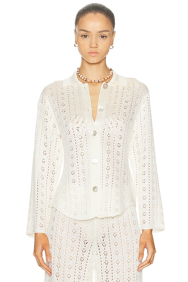 Calle Del Mar Tailored Eyelet Shirt in Natural