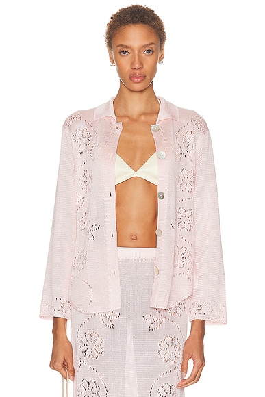 Calle Del Mar Vine Floral Long Sleeve Shirt in Primrose