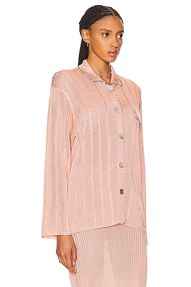 Shop Calle Del Mar Long Sleeve Wide Rib Shirt In Shell