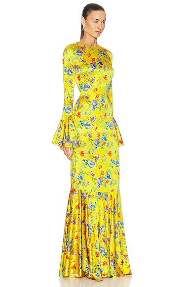 Shop Caroline Constas Allonia Gown In Yellow Radiant Floral