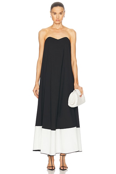 CAROLINE CONSTAS Giulia Dress in Black & Off White Combo