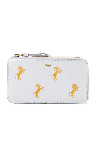 Signature Embroidered Horses Zip Card Case