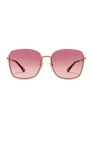 Chloe Sofya Oversize Square Sunglasses in Shiny Classic Gold | FWRD