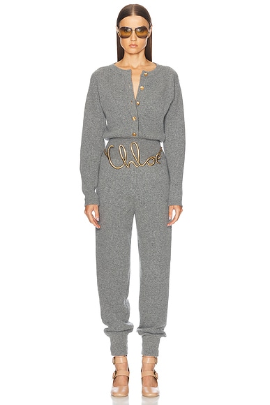 Button Up Knit Jumpsuit