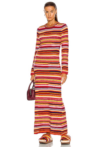 Irregular Stripe Cashmere Knit Dress