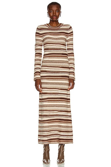 Irregular Stripe Cashmere Knit Dress