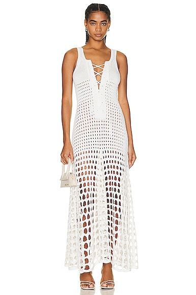 Chloe Mesh Dress in White | FWRD