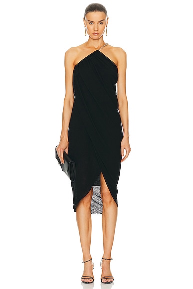 Shop Chloé Asymmetric Chain Dress In Black