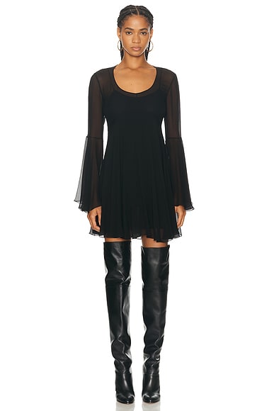 Long Sleeve Silk Georgette Dress