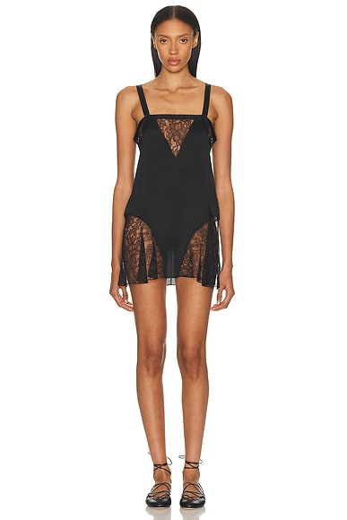 Chloe Silk Slip Dress in Black