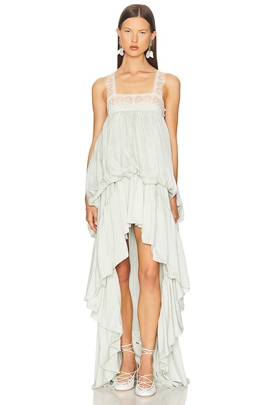 Chloe Light Organic Silk Dress in Limpid Green