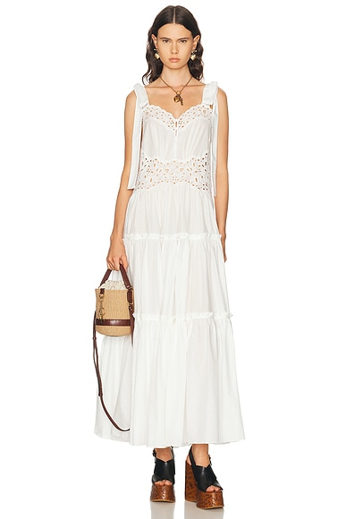 Chloe Tie Shoulder Maxi Dress in Iconic Milk