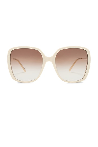 Shop Chloé Square Sunglasses In Ivory  Gold  & Brown