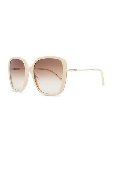 Shop Chloé Square Sunglasses In Ivory  Gold  & Brown