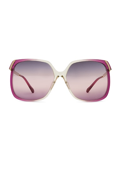 Chloe Square Sunglasses in Burgundy, Gold, & Violet