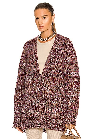 Tweed Cashmere Wool Knit Cardigan