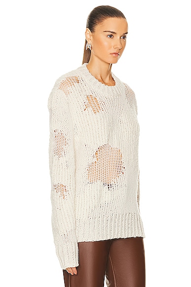 Shop Chloé Distressed Sweater In Iconic Milk