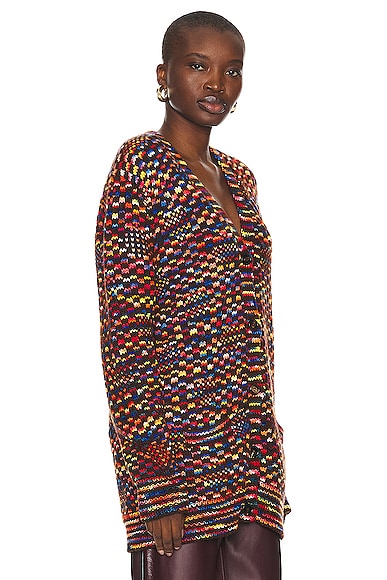 Shop Chloé Wool Jacquard Cardigan In Multicolor