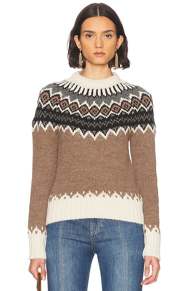 Chloe Fitted Pullover Sweater in Brown & Beige 1
