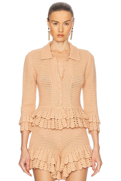 Fitted Ruffled Tiered Cardigan