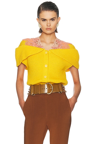 Chloe Lace Detail Sweater in Golden Bud Yellow