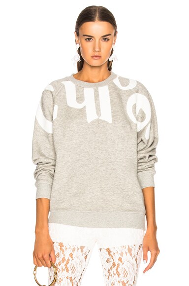 Chloe Cotton Fleece Graphic Sweatshirt in Cozy Grey | FWRD