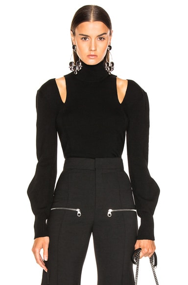 Shoulder Cutout Turtleneck Sweater