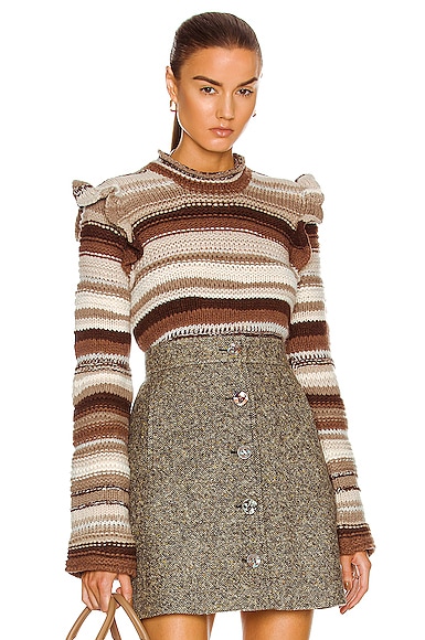 Irregular Stripe Cashmere Knit Sweater