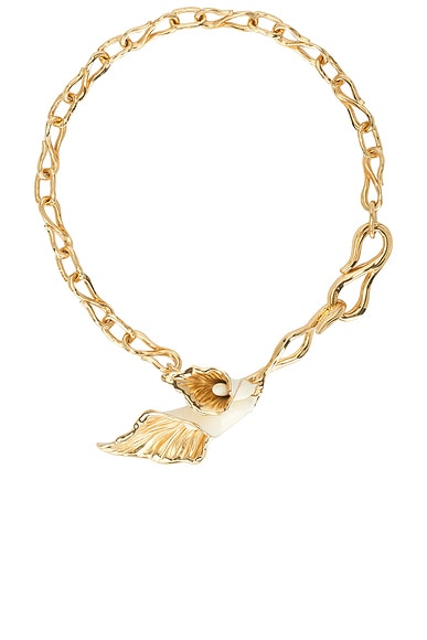 Chloe Flower Choker Necklace in Gold & White