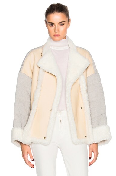 Curly Shearling Mix Jacket