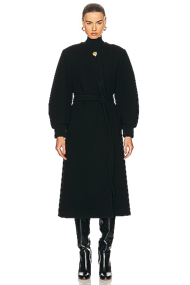 Shop Chloé Long Coat In Black