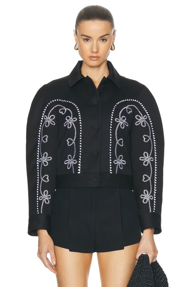 Shop Chloé Embroidered Jacket In Black