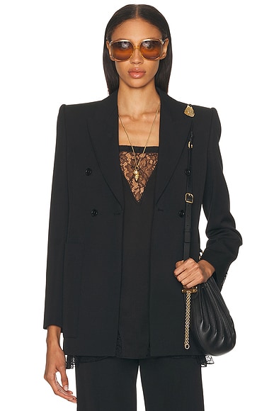 Chloe Double Breasted Wool Blazer in Black
