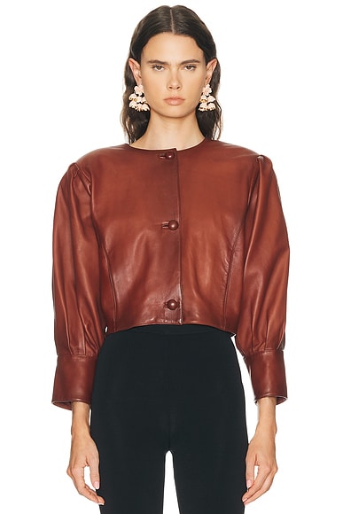Chloe Plonge Nappa Leather Jacket in Burnt Henna