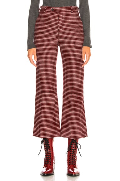 Houndstooth Wool Crop Flare Trousers