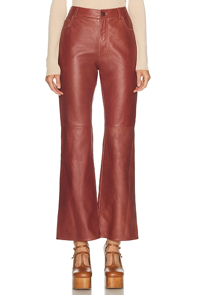 Chloe Slouch Lambskin Pant in Tawny Red