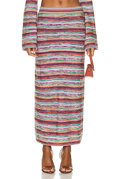 Chloé Striped Wool And Cashmere-blend Midi Skirt In Multicolor Black
