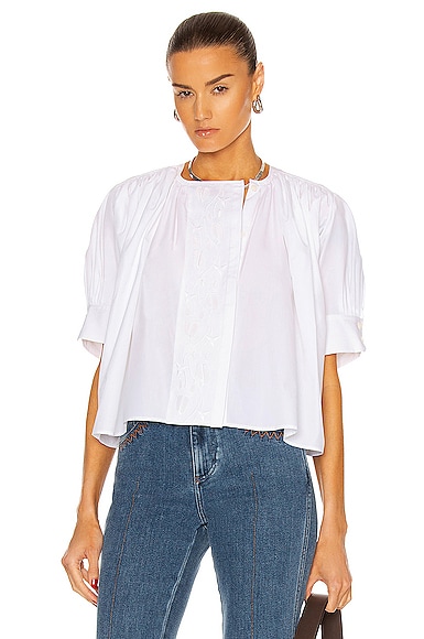 Chloé Embroidered Cut-out Blouse In White | ModeSens